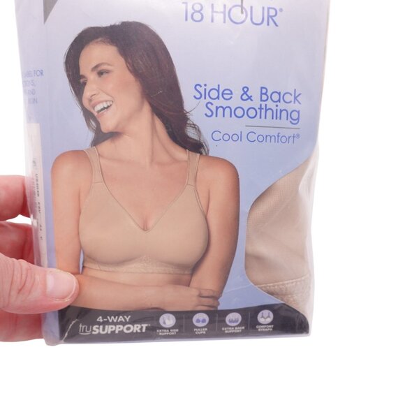 LN Playtex 18 Hour Back & Side Smoothing Wireless Bra Sz 44C Nude Seamless - Picture 2 of 8